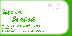 maria szalok business card